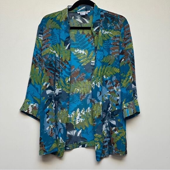 Winter Silk Multicolor Open Front Cardigan Size Medium - Picture 1 of 10